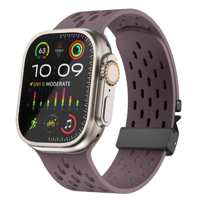 For Apple Watch 46mm / 49mm / 45mm / 44mm Kalebol Mesh Umbrella Buckle Silicone Watch Strap(Smoky Purple) by Kalebol
