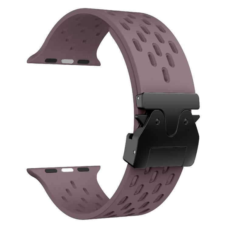 For Apple Watch 46mm / 49mm / 45mm / 44mm Kalebol Mesh Umbrella Buckle Silicone Watch Strap(Smoky Purple) by Kalebol