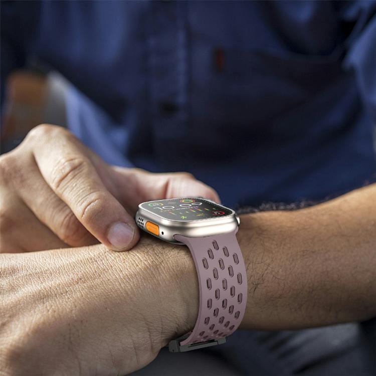 For Apple Watch 46mm / 49mm / 45mm / 44mm Kalebol Mesh Umbrella Buckle Silicone Watch Strap(Smoky Purple) by Kalebol