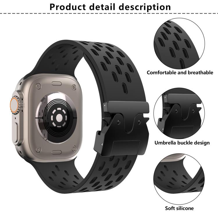 For Apple Watch 46mm / 49mm / 45mm / 44mm Kalebol Mesh Umbrella Buckle Silicone Watch Strap(Orange) by Kalebol