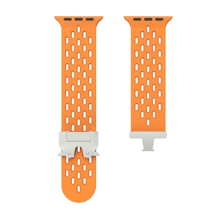 For Apple Watch 46mm / 49mm / 45mm / 44mm Kalebol Mesh Silver Umbrella Buckle Silicone Strap(Orange) by Kalebol