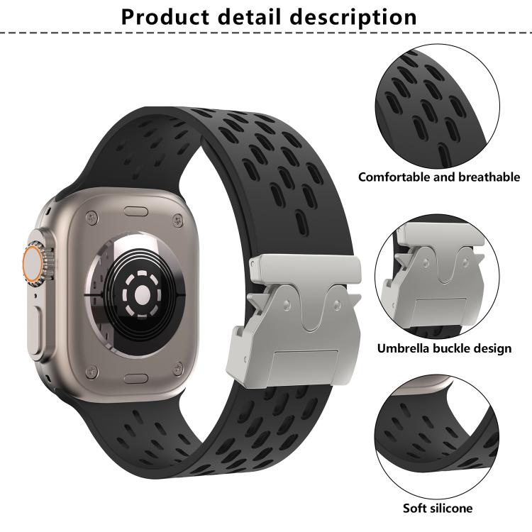 For Apple Watch 46mm / 49mm / 45mm / 44mm Kalebol Mesh Silver Umbrella Buckle Silicone Strap(Smoky Purple) by Kalebol