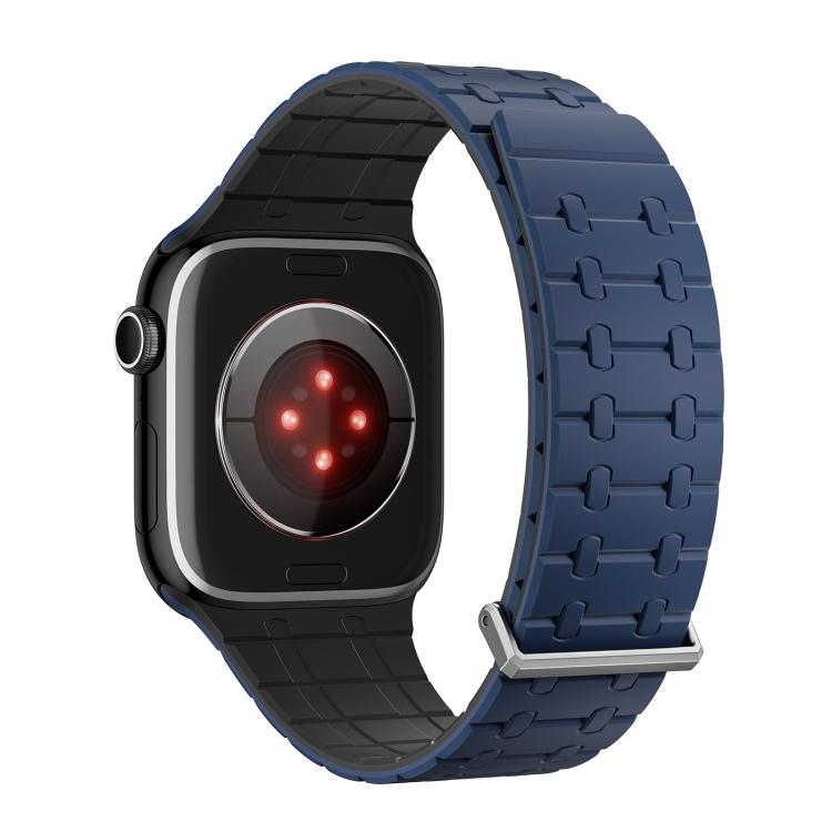 For Apple Watch 46mm / 49mm / 45mm / 44mm Kalebol Magnetic Silicone Watch Strap(Blue Black) by Kalebol