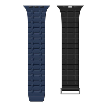 For Apple Watch 46mm / 49mm / 45mm / 44mm Kalebol Magnetic Silicone Watch Strap(Blue Black) by Kalebol