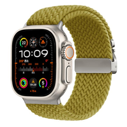 For Apple Watch 46mm / 49mm / 45mm / 44mm Kalebol Wide Umbrella Braided Strap(Yellow Green) by Kalebol