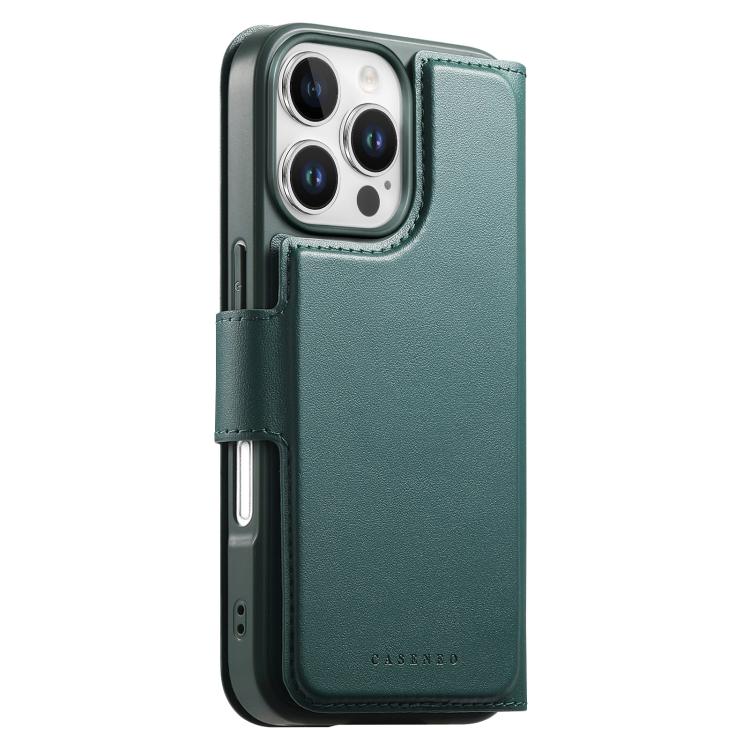 For iPhone 16 Pro Max CaseNeo Finger Grip Strap MagSafe Leather Phone Case(Green) by CaseNeo