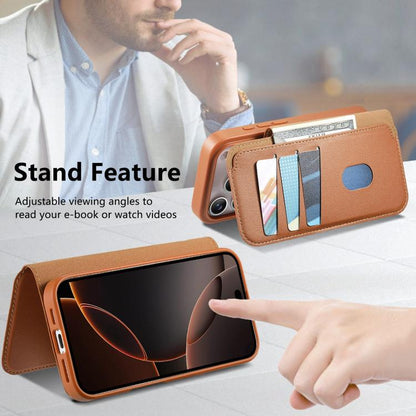 For iPhone 17 Pro Max CaseNeo Finger Grip Strap MagSafe Leather Phone Case(Brown) by CaseNeo