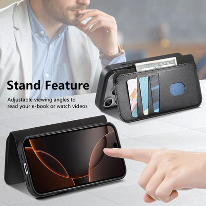 For iPhone 17 Pro Max CaseNeo Finger Grip Strap MagSafe Leather Phone Case(Black) by CaseNeo