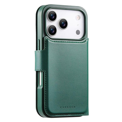 For iPhone 17 Pro Max CaseNeo Finger Grip Strap MagSafe Leather Phone Case(Green) by CaseNeo
