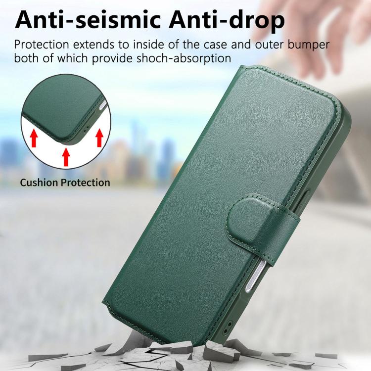 For iPhone 17 Pro Max CaseNeo Finger Grip Strap MagSafe Leather Phone Case(Green) by CaseNeo