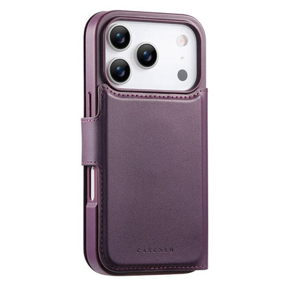 For iPhone 17 Pro Max CaseNeo Finger Grip Strap MagSafe Leather Phone Case(Purple) by CaseNeo