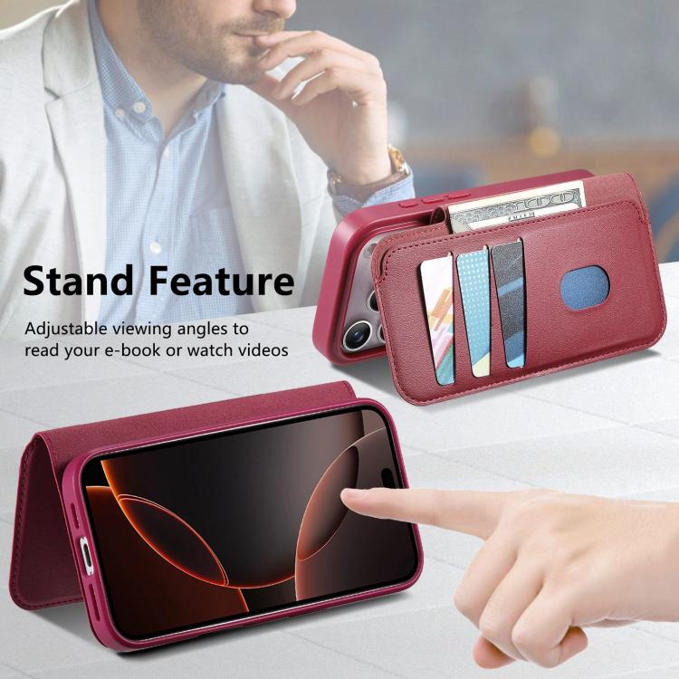 For iPhone 17 Pro Max CaseNeo Finger Grip Strap MagSafe Leather Phone Case(Red) by CaseNeo