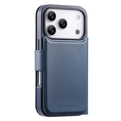 For iPhone 17 Pro Max CaseNeo Finger Grip Strap MagSafe Leather Phone Case(Blue) by CaseNeo