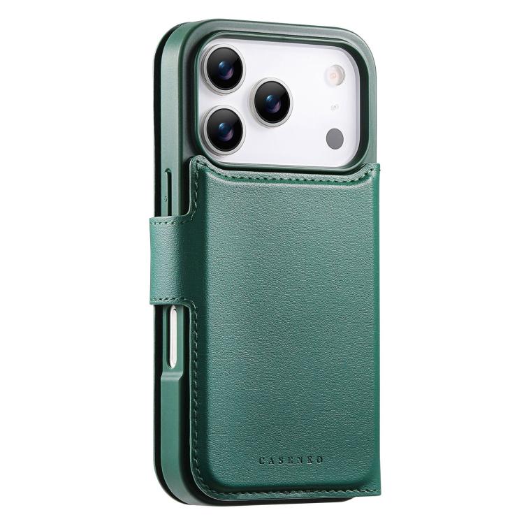 For iPhone 17 Pro CaseNeo Finger Grip Strap MagSafe Leather Phone Case(Green) by CaseNeo