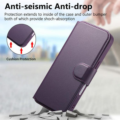 For iPhone 17 Pro CaseNeo Finger Grip Strap MagSafe Leather Phone Case(Purple) by CaseNeo