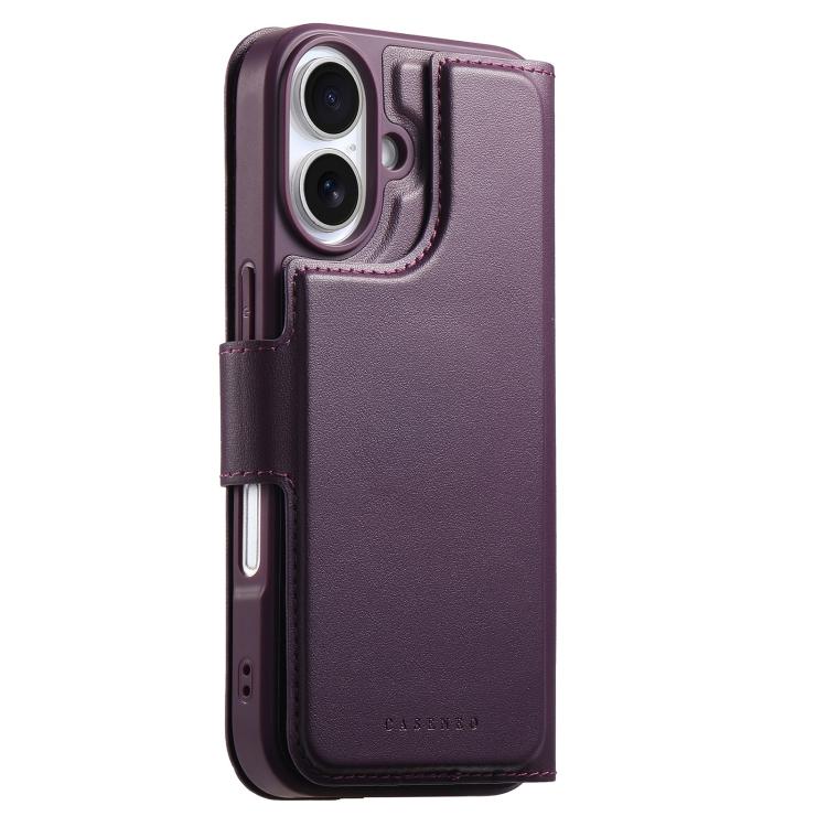 For iPhone 17 CaseNeo Finger Grip Strap MagSafe Leather Phone Case(Purple) by CaseNeo