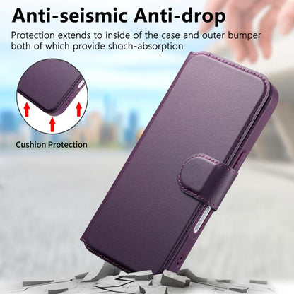 For iPhone 17 CaseNeo Finger Grip Strap MagSafe Leather Phone Case(Purple) by CaseNeo