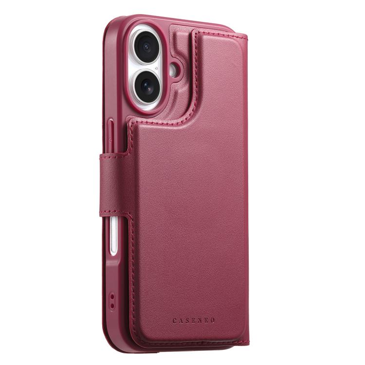 For iPhone 17 CaseNeo Finger Grip Strap MagSafe Leather Phone Case(Red) by CaseNeo