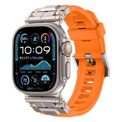 For Apple Watch 46mm / 49mm / 45mm / 44mm Alloy Connector Silicone Watch Strap(Orange) by bashfashion