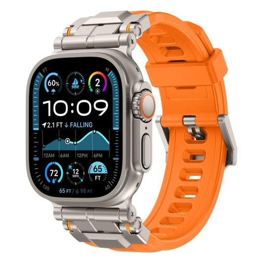 For Apple Watch 46mm / 49mm / 45mm / 44mm Alloy Connector Silicone Watch Strap(Orange) by bashfashion