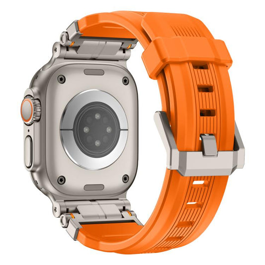 For Apple Watch 46mm / 49mm / 45mm / 44mm Alloy Connector Silicone Watch Strap(Orange) by bashfashion