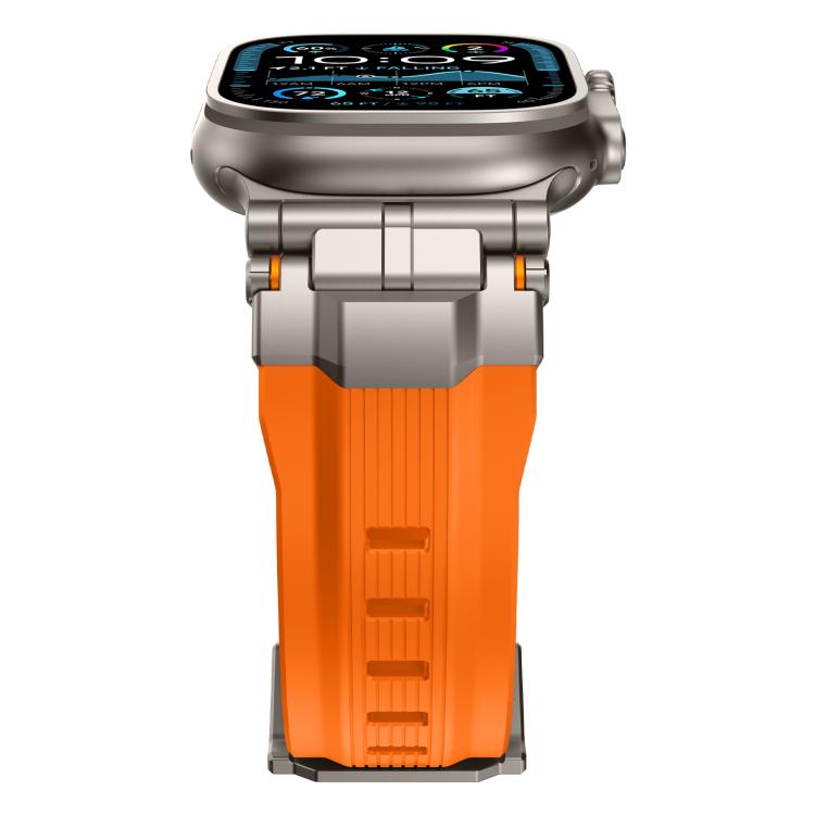 For Apple Watch 46mm / 49mm / 45mm / 44mm Alloy Connector Silicone Watch Strap(Orange) by bashfashion
