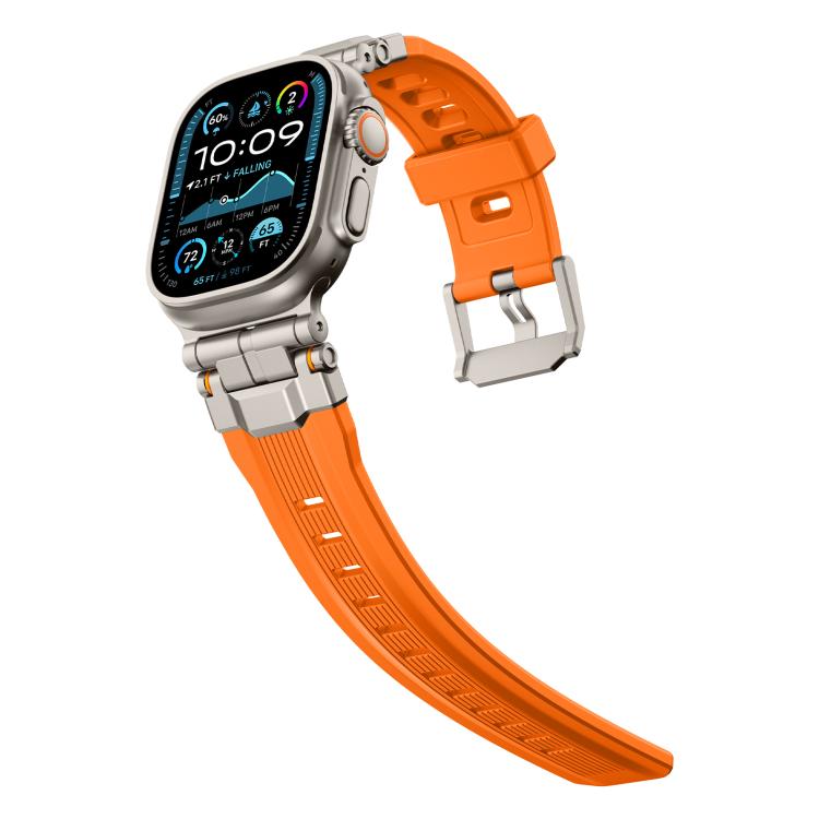For Apple Watch 46mm / 49mm / 45mm / 44mm Alloy Connector Silicone Watch Strap(Orange) by bashfashion