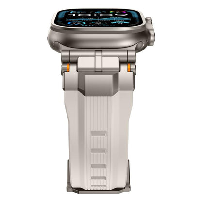 For Apple Watch 46mm / 49mm / 45mm / 44mm Alloy Connector Silicone Watch Strap(Starlight) by bashfashion