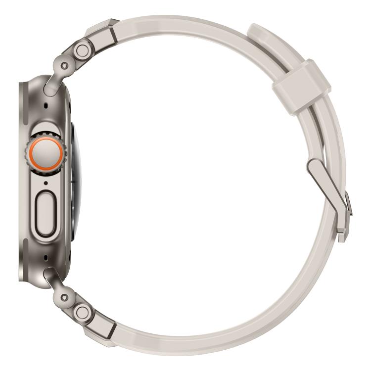 For Apple Watch 46mm / 49mm / 45mm / 44mm Alloy Connector Silicone Watch Strap(Starlight) by bashfashion