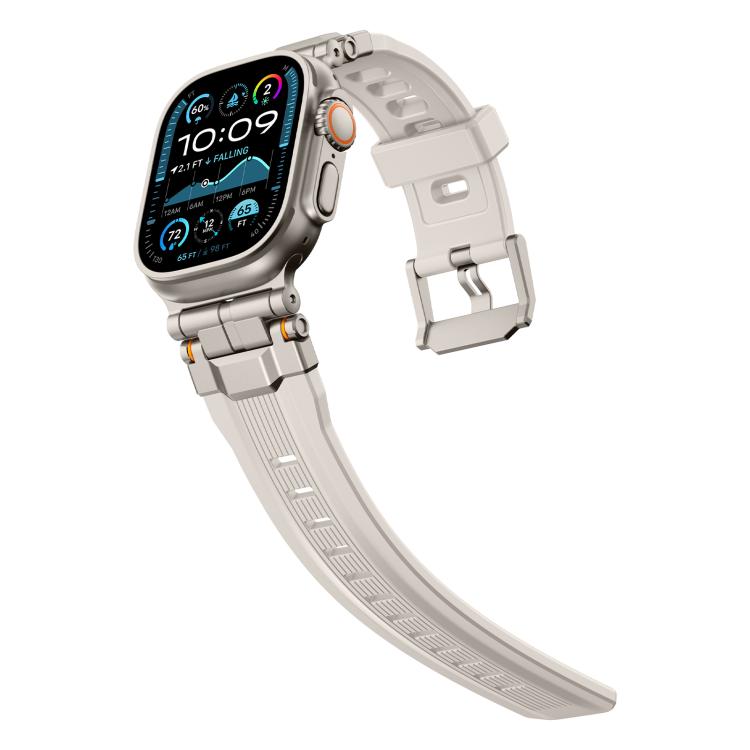 For Apple Watch 46mm / 49mm / 45mm / 44mm Alloy Connector Silicone Watch Strap(Starlight) by bashfashion