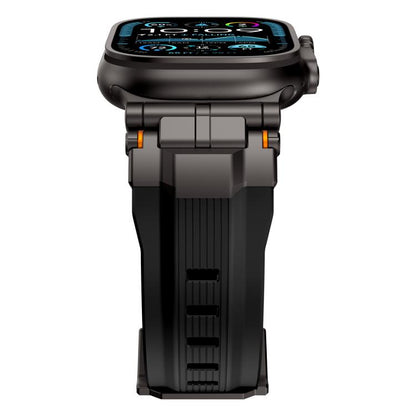 For Apple Watch 46mm / 49mm / 45mm / 44mm Alloy Connector Silicone Watch Strap(Black+Black) by bashfashion