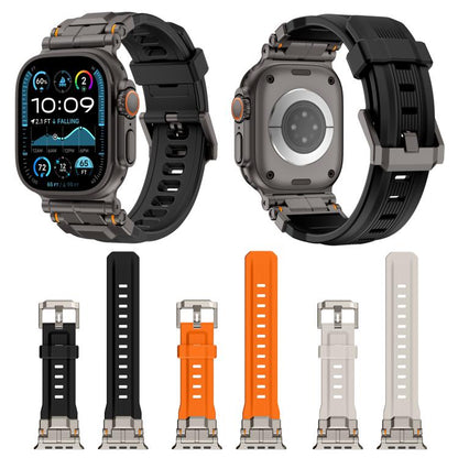 For Apple Watch 46mm / 49mm / 45mm / 44mm Alloy Connector Silicone Watch Strap(Starlight) by bashfashion