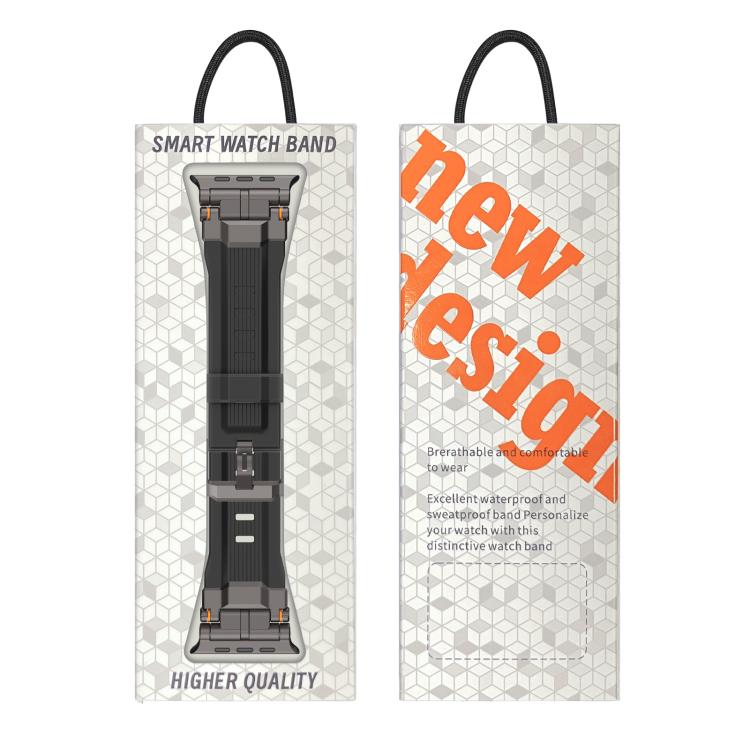 For Apple Watch 46mm / 49mm / 45mm / 44mm Alloy Connector Silicone Watch Strap(Orange) by bashfashion