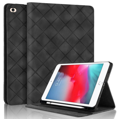 For iPad mini 5 / 4 / 3 / 2 / 1 Rhombus Embossed Leather Smart Tablet Case(Black) by bashfashion