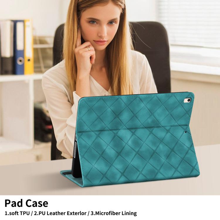 For iPad Air / Air 2 / 9.7 2017 / 2018 Rhombus Embossed Leather Smart Tablet Case(Green) by bashfashion