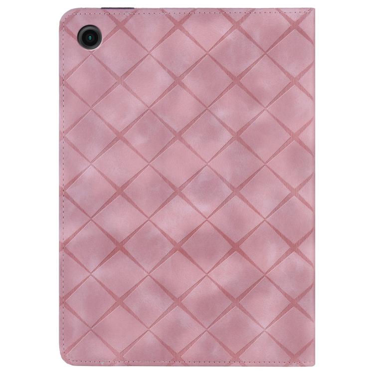 For Samsung Galaxy Tab A11+ / A9+ Rhombus Embossing Leather Tablet Case(Pink) by bashfashion
