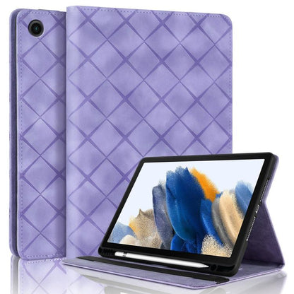 For Samsung Galaxy Tab A11+ / A9+ Rhombus Embossing Leather Tablet Case(Purple) by bashfashion