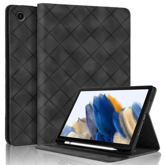For Samsung Galaxy Tab A11+ / A9+ Rhombus Embossing Leather Tablet Case(Black) by bashfashion