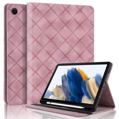 For Samsung Galaxy Tab A11 / A9 Rhombus Embossing Leather Tablet Case(Pink) by bashfashion
