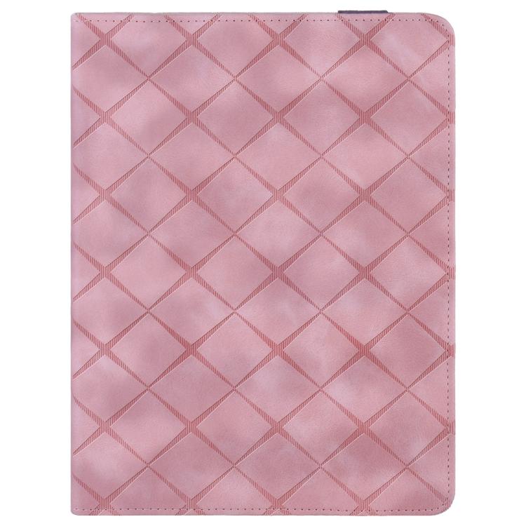 For Samsung Galaxy Tab A11 / A9 Rhombus Embossing Leather Tablet Case(Pink) by bashfashion