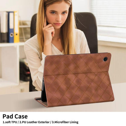 For Samsung Galaxy Tab A11 / A9 Rhombus Embossing Leather Tablet Case(Brown) by bashfashion