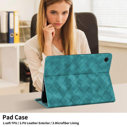 For Samsung Galaxy Tab A11 / A9 Rhombus Embossing Leather Tablet Case(Green) by bashfashion