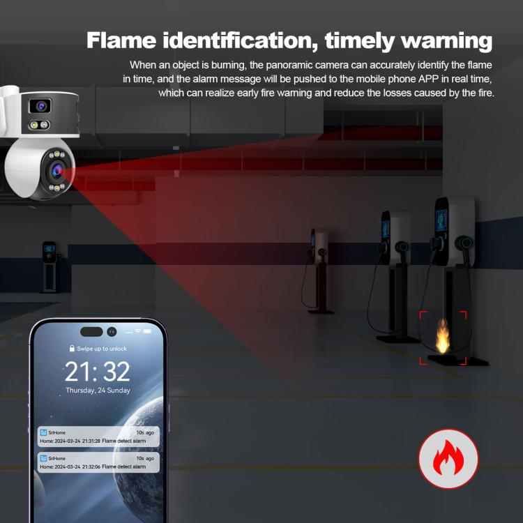 SriHome SH055 8MP HD Multi-lens 5X Optical Zoom Lens Panoramic PTZ Dome Camera(AU Plug) by SriHome