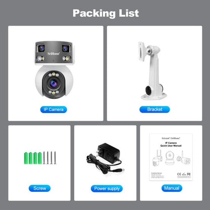 SriHome SH055B 8MP HD Multi-lens Super Wide Angle Panoramic PTZ Dome Camera(UK Plug) by SriHome