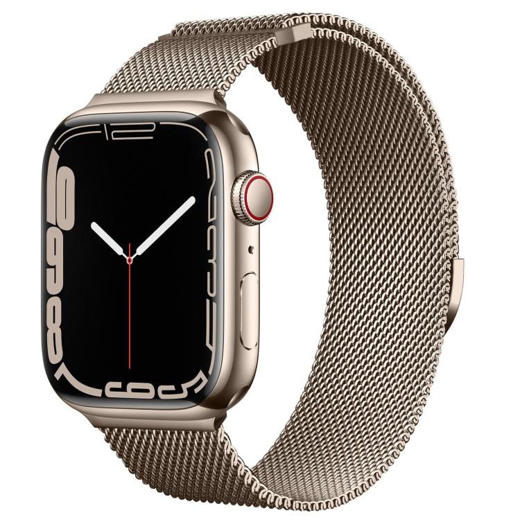 For Apple Watch 46mm / 49mm / 45mm / 44mm Kalebol Semi-circular Milanese Stainless Steel Strap(Vintage Gold) by Kalebol