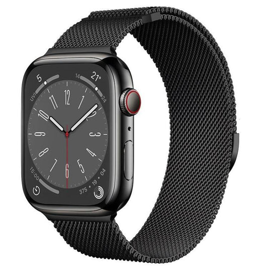 For Apple Watch 46mm / 49mm / 45mm / 44mm Kalebol Semi-circular Milanese Stainless Steel Strap(Black) by Kalebol