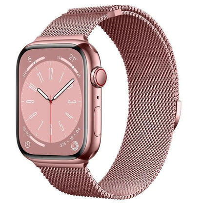 For Apple Watch 46mm / 49mm / 45mm / 44mm Kalebol Semi-circular Milanese Stainless Steel Strap(Rose Pink) by Kalebol