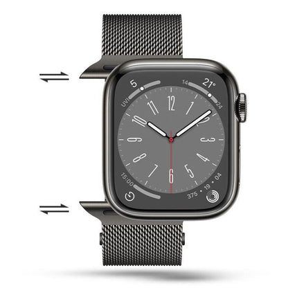 For Apple Watch 46mm / 49mm / 45mm / 44mm Kalebol Semi-circular Milanese Stainless Steel Strap(Black) by Kalebol