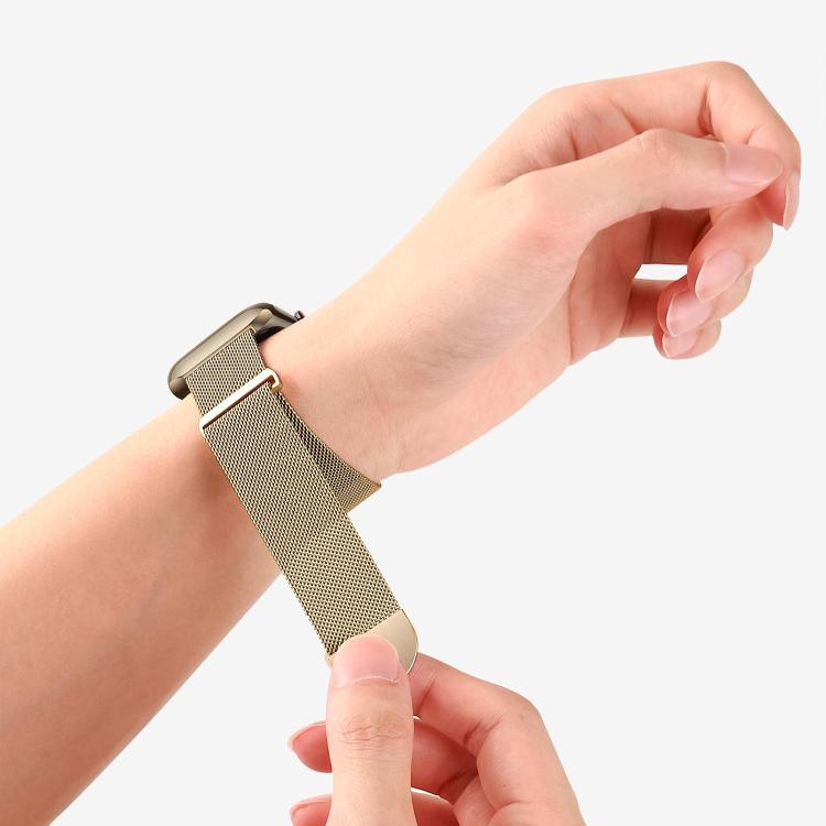 For Apple Watch 46mm / 49mm / 45mm / 44mm Kalebol Semi-circular Milanese Stainless Steel Strap(Rose Pink) by Kalebol