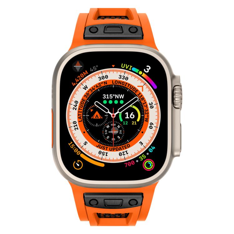 For Apple Watch 46mm / 49mm / 45mm / 44mm Kalebol Honeycomb TPU Black Mesh Strap(Orange Black Net) by Kalebol